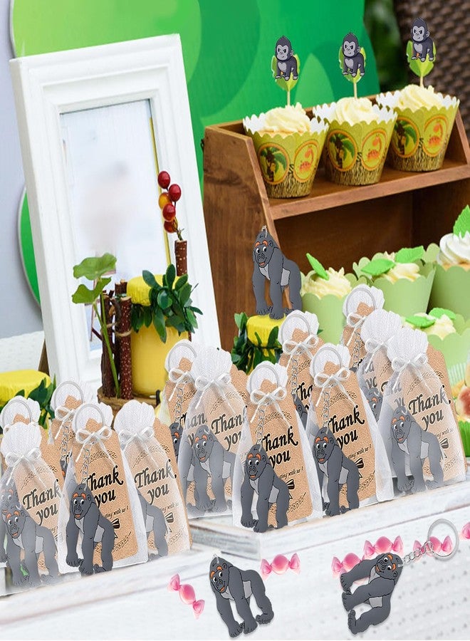 CiciBear 60 Pack Gorilla Party Decorations for Guests, 20 Keychains, 20 Tags and 20 Gift Bags for Jungle Safari Animal Themed Party, Baby Shower, School Party, Zoo Kids Birthday - Image 4